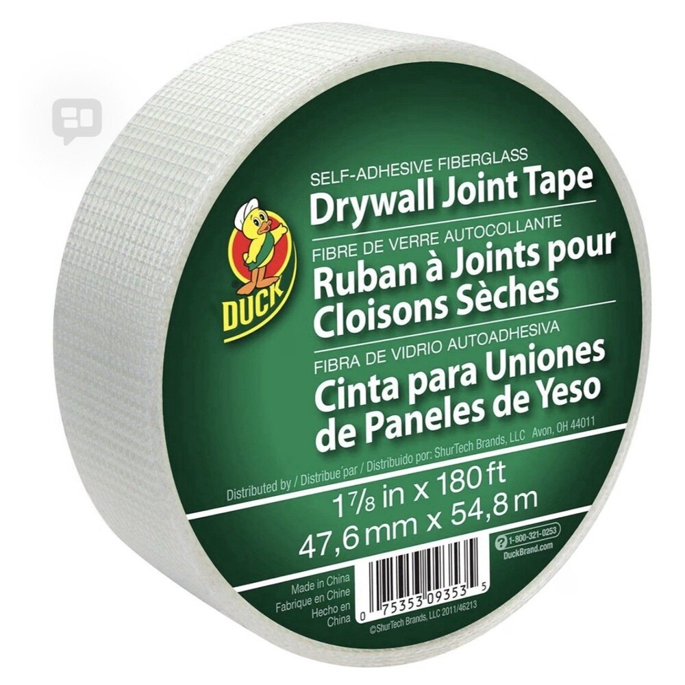 Duck Self Adhesive Drywall Joint Tape 1.88in x 180ft Fiberglass Mesh Repair
